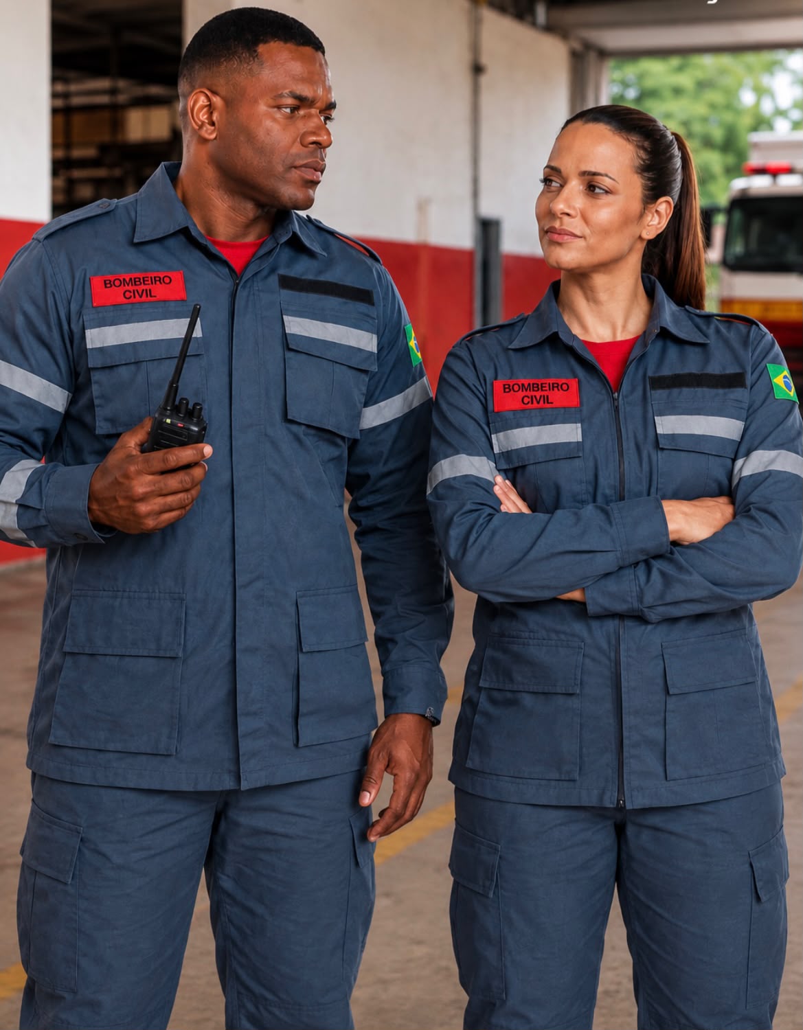 Equipe de bombeiros civis da C4 Serviços